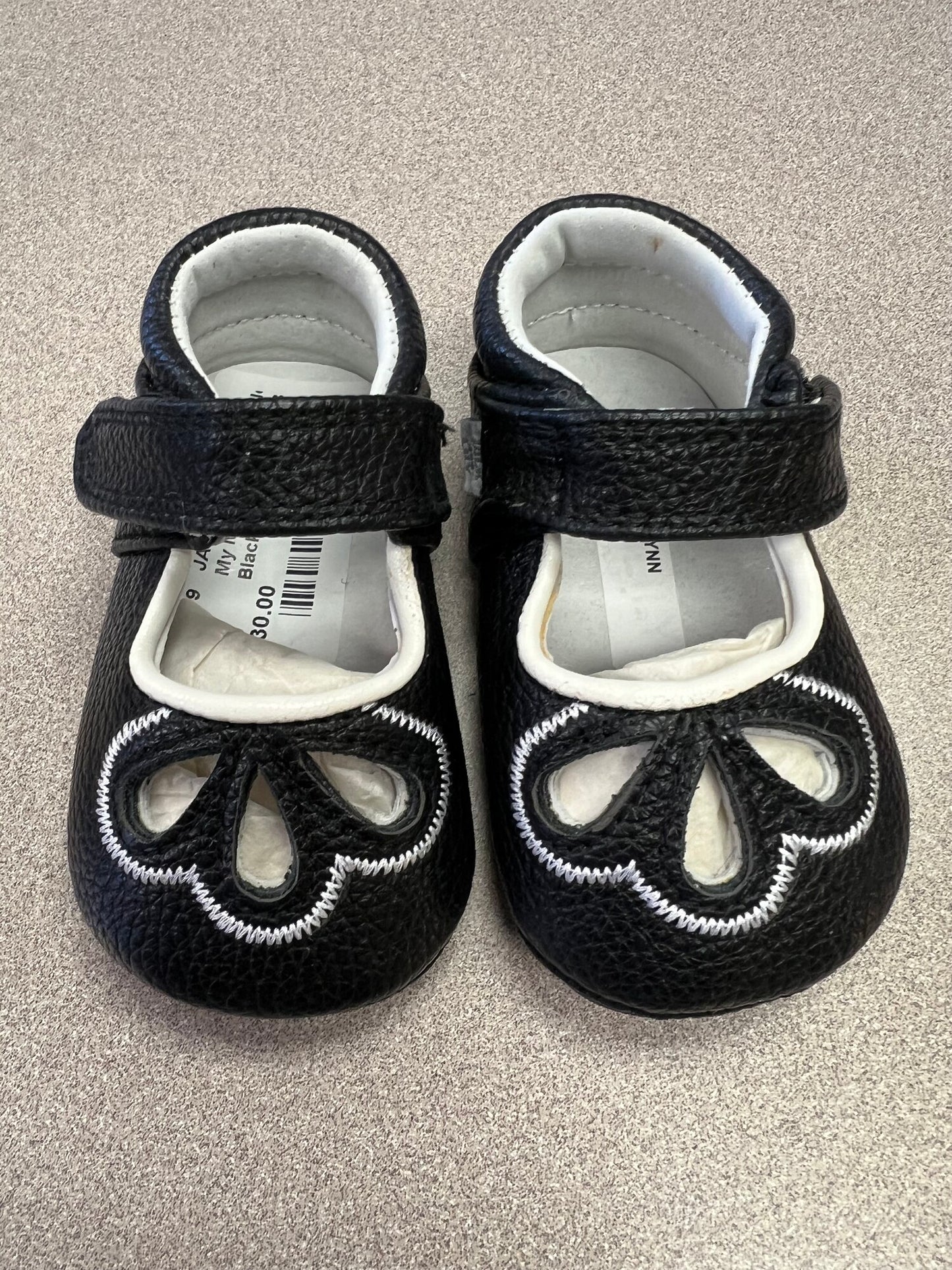 Black  My Mocs - White Scalloped, 6-12M