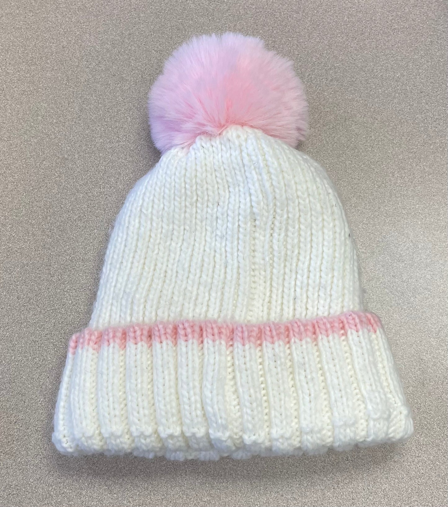 White  Fleecelined Knit Hat, 7-14Y