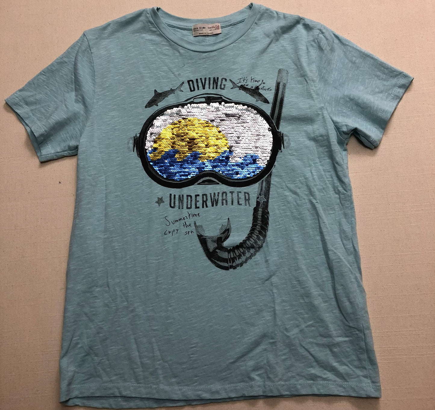 Blue  Zara Scuba T Shirt, 11-12Y