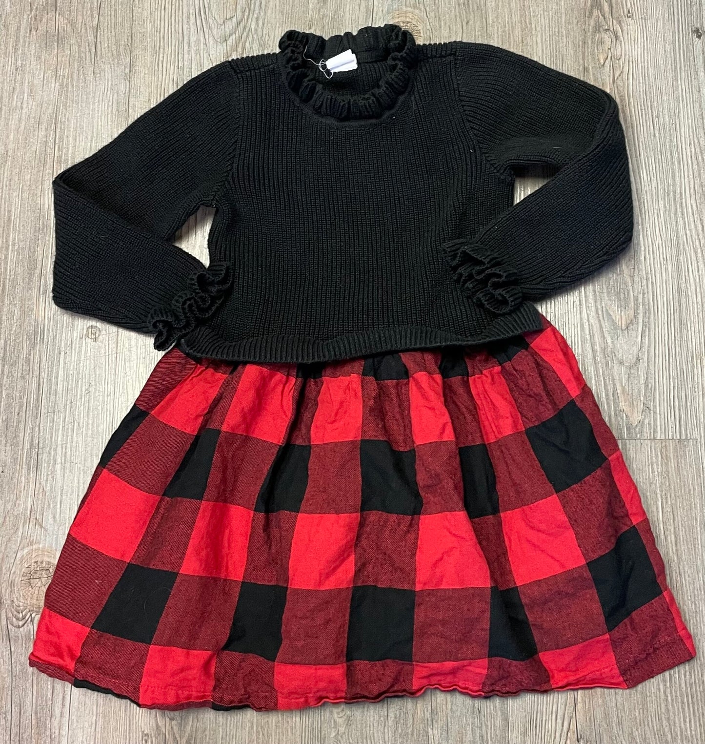Blk/red  Gap  Plaid Dress LS, 4Y
