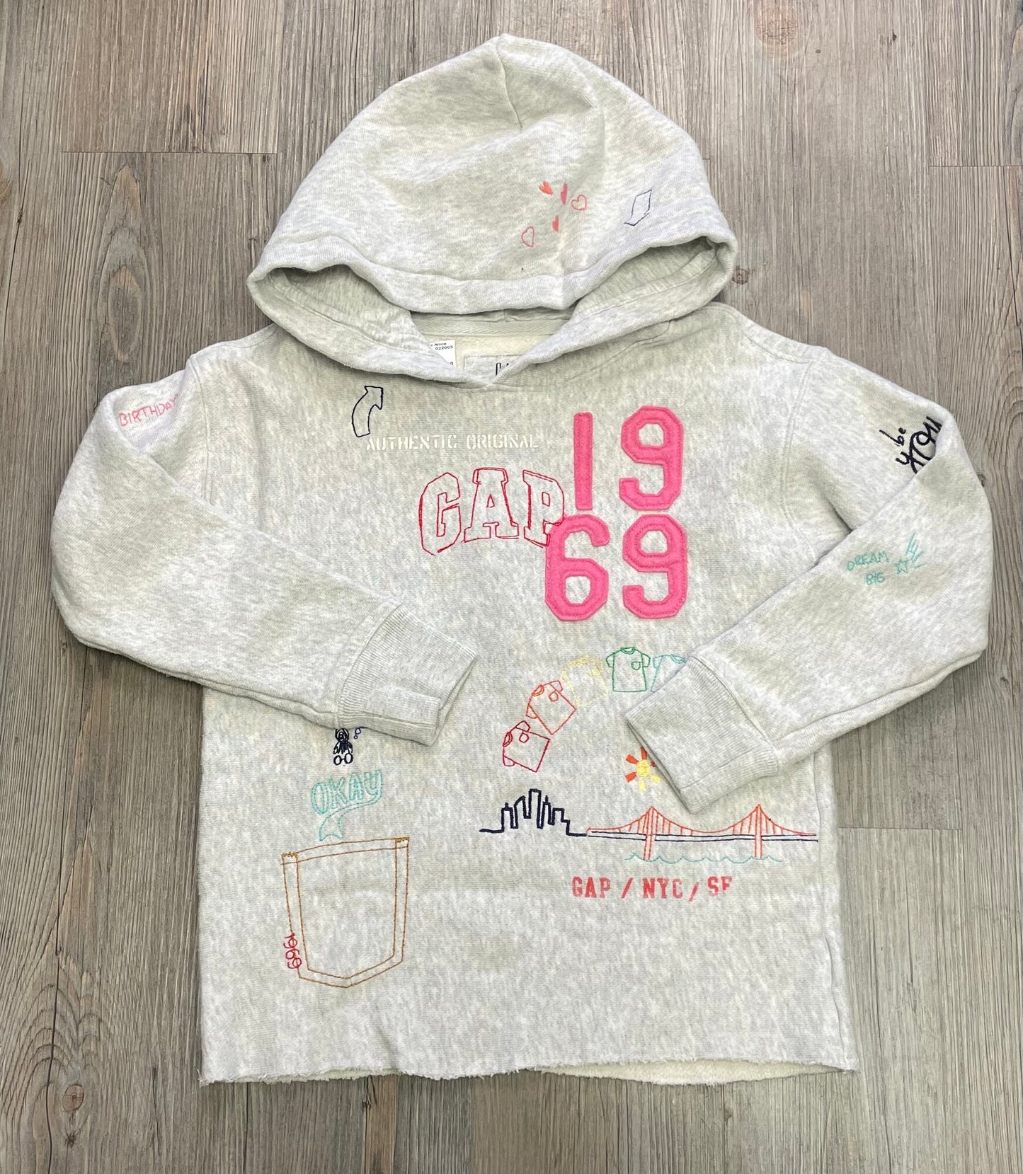 Grey  Gap Pullover Hoodie, 8Y