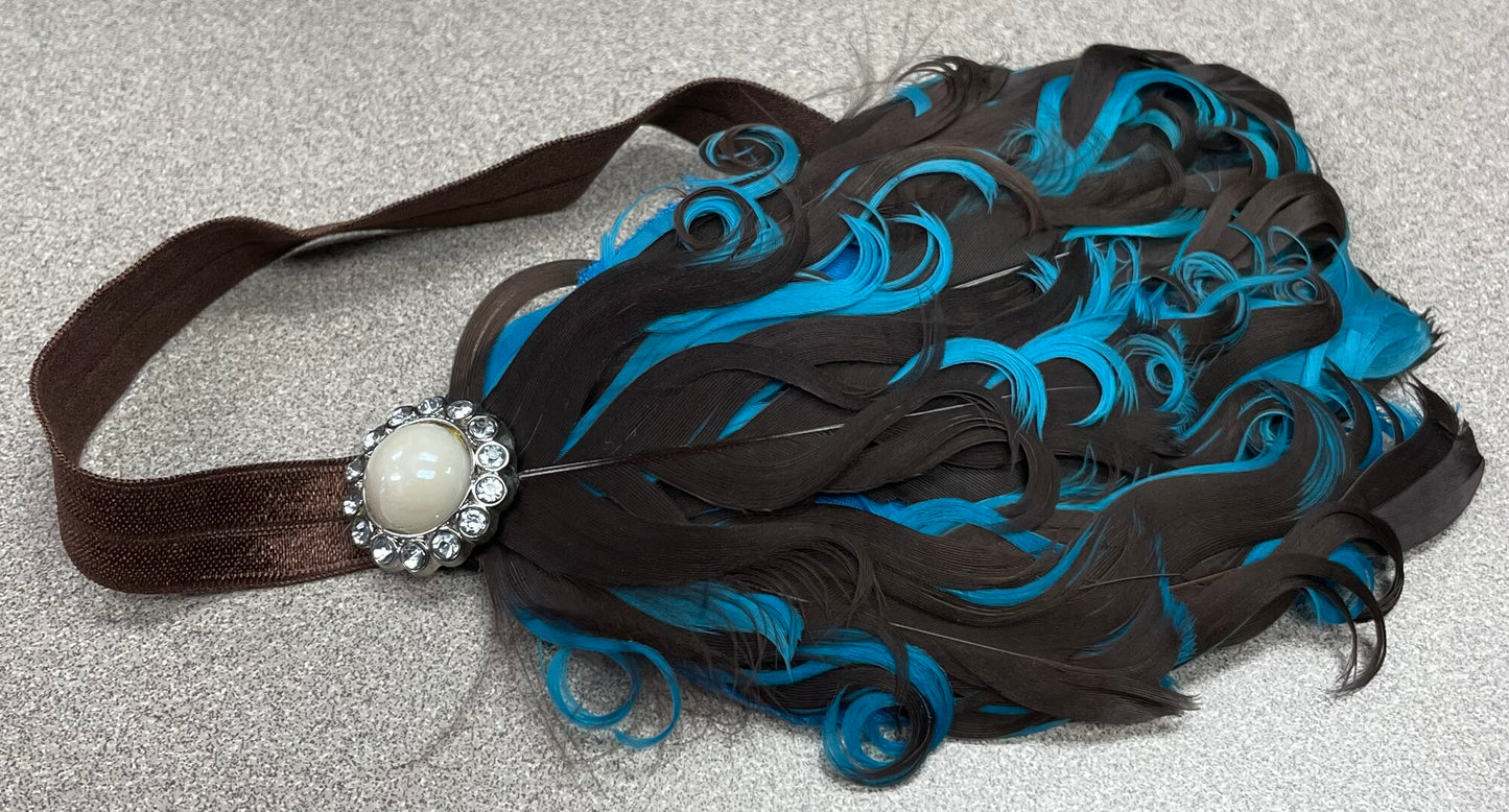 Brown  Feather Elastic Head Band, None