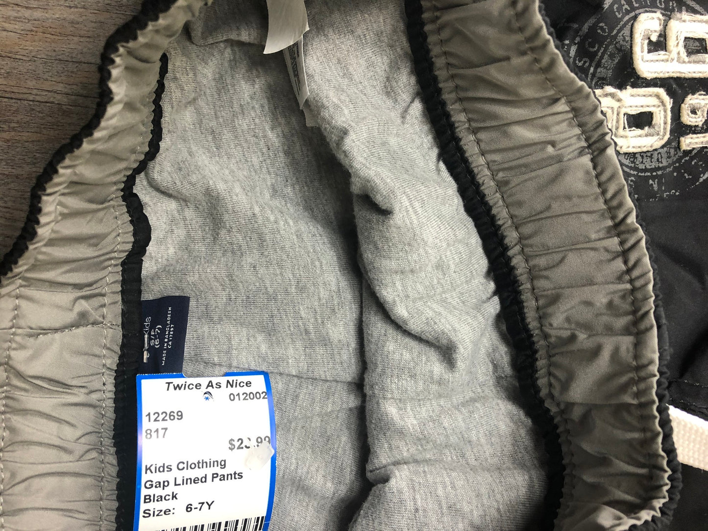 Black  Gap Lined Pants, 6-7Y