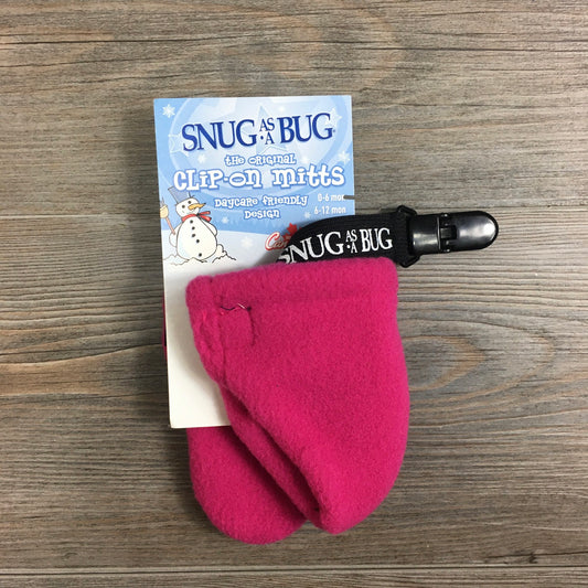 Fuchsia  Clip On Mitts, Age 0-6M