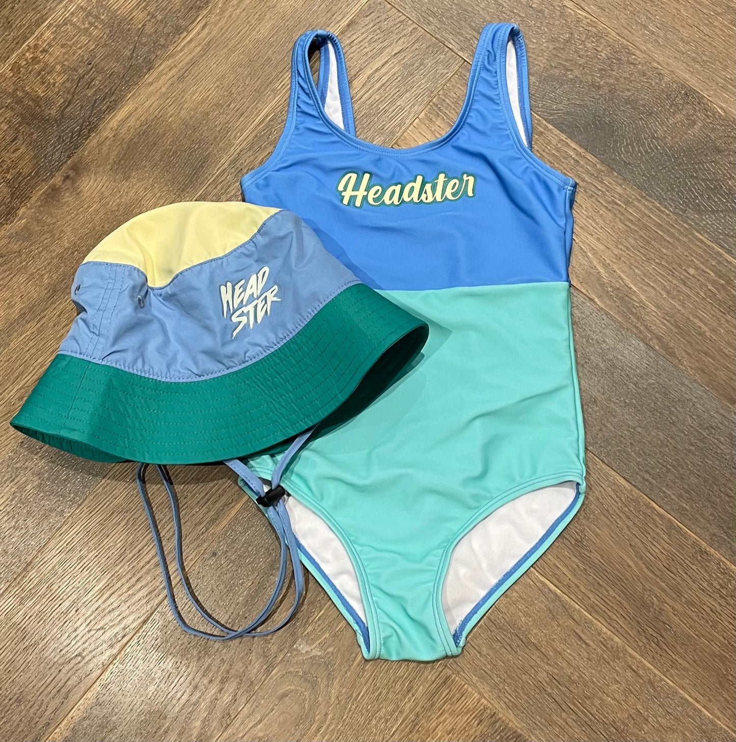 Blue/Gre  Headster Bucket Hat/Swims, 4Y