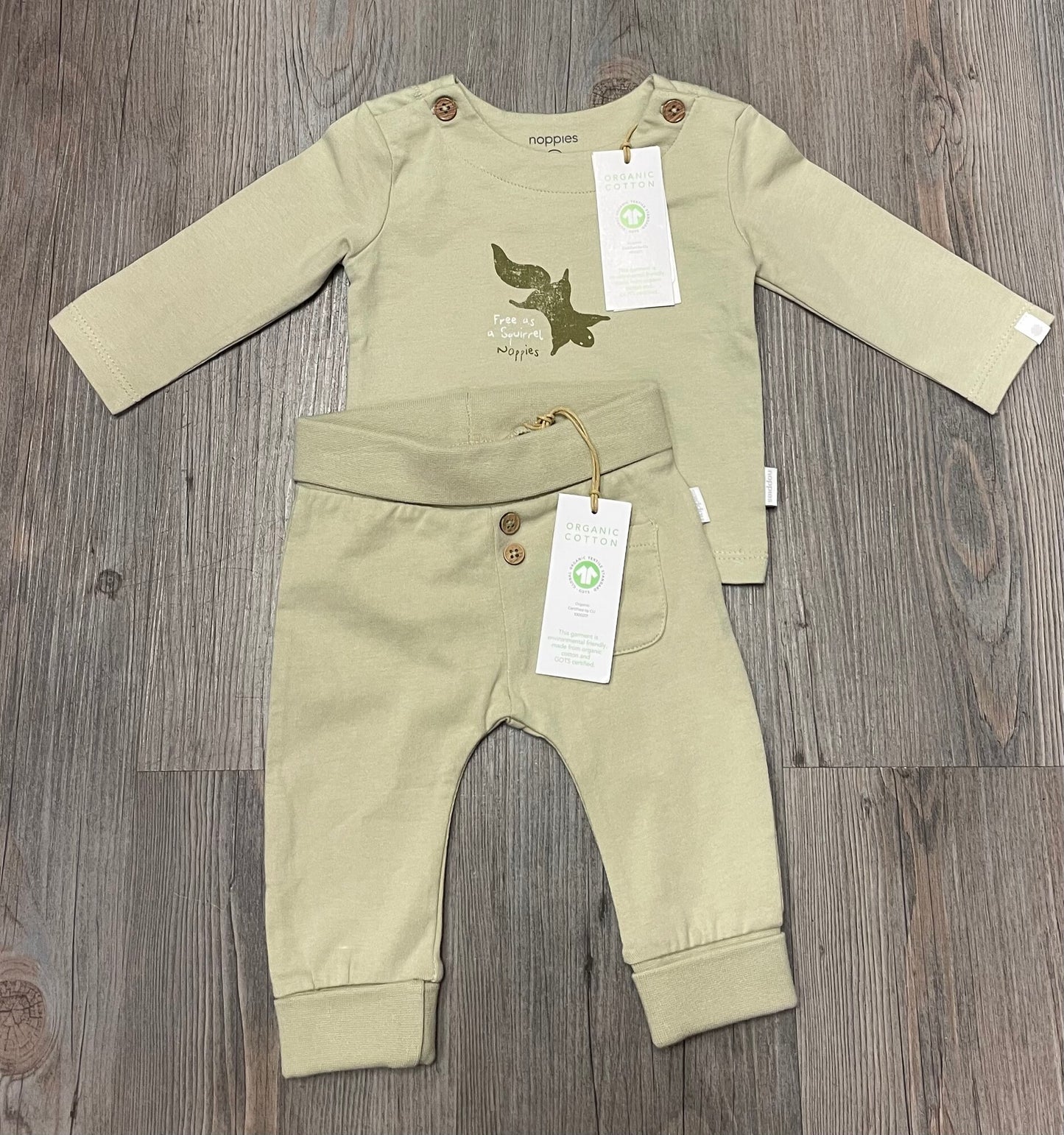 Moss Gra  Noppies Clothing Set, 1-2M