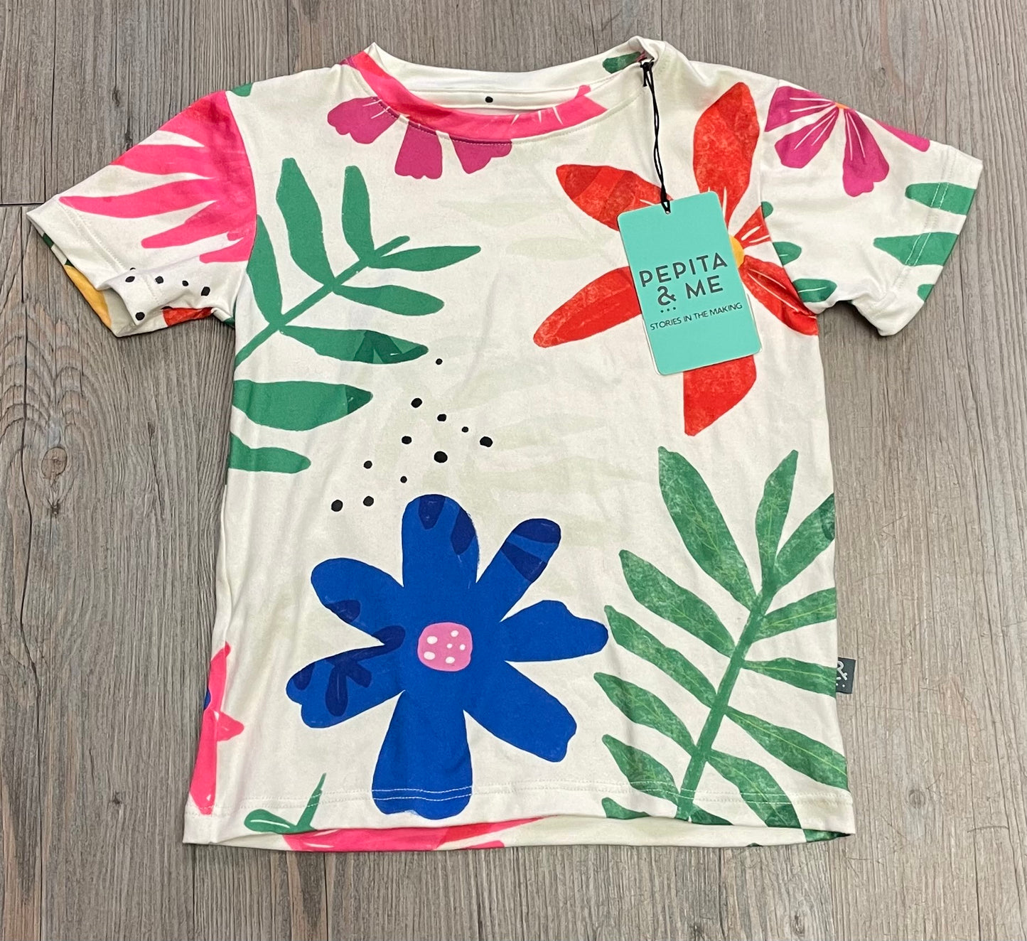 Floral  Pepita & Me Tee, 4Y