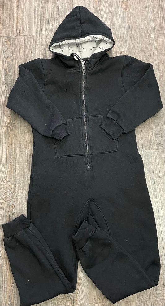Black  Lazy Pants Hooded Romper, 7-8Y