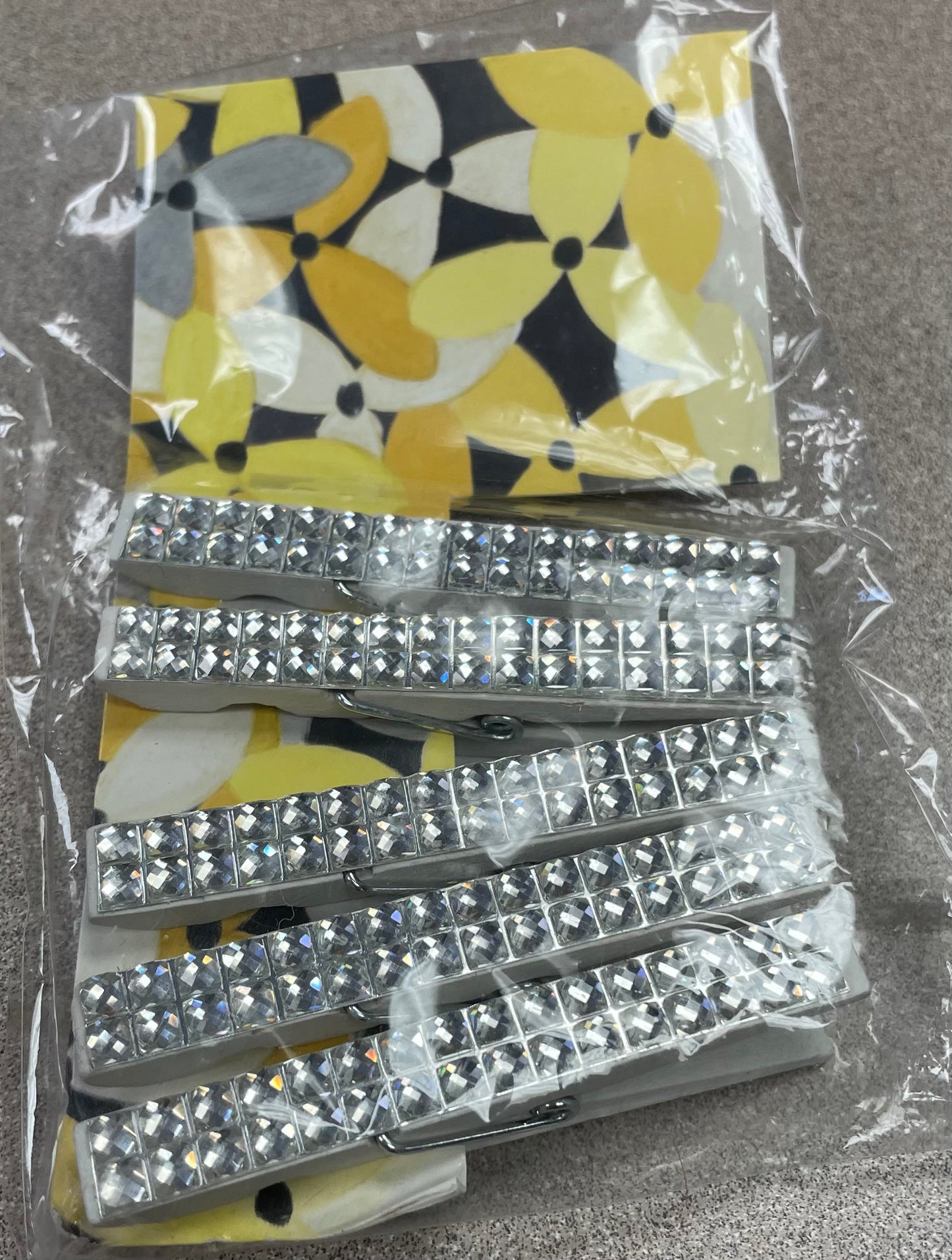 White  Jewelled Clothes Pins, None