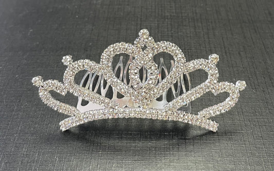 Silver  Tiara - Jeweled #8, Hair Clip