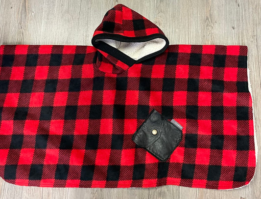 Red  Elanor Fleecelined Poncho, 3-4Y