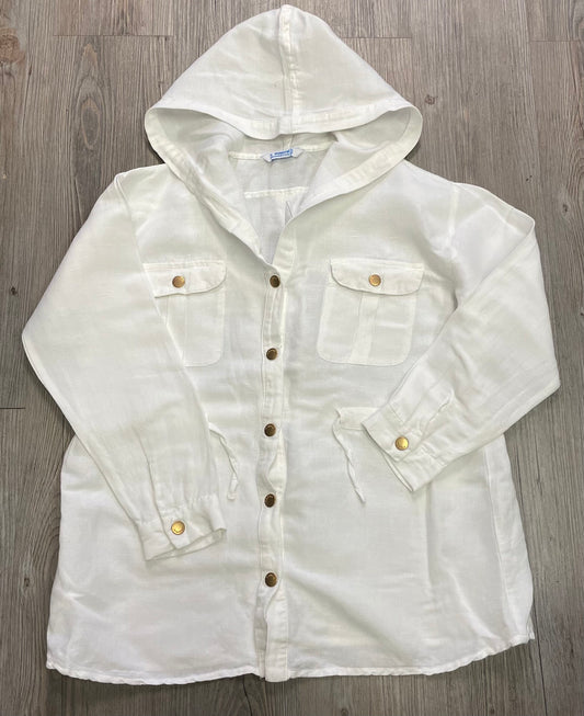 White  Mayoral Linen Hooded Ls, 10Y