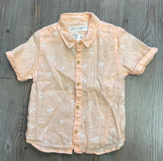 Coral  Zara Linen  Shirt, 12-18M
