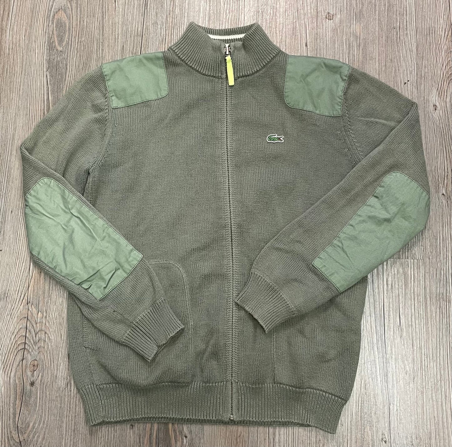 Olivegre  Lacoste Zip Knit Sweater, 12Y