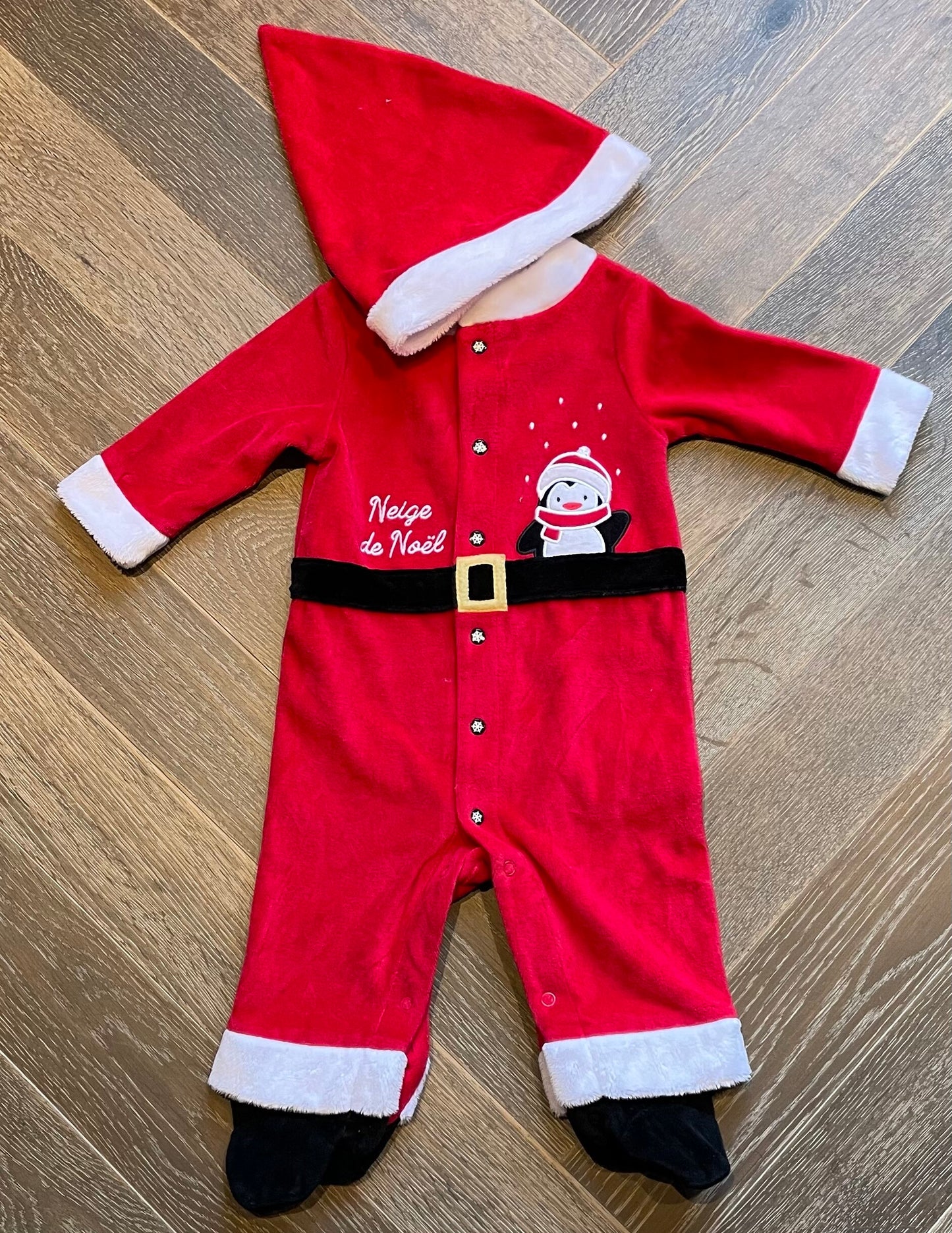 Red  Santa Suit With Hat, 6M