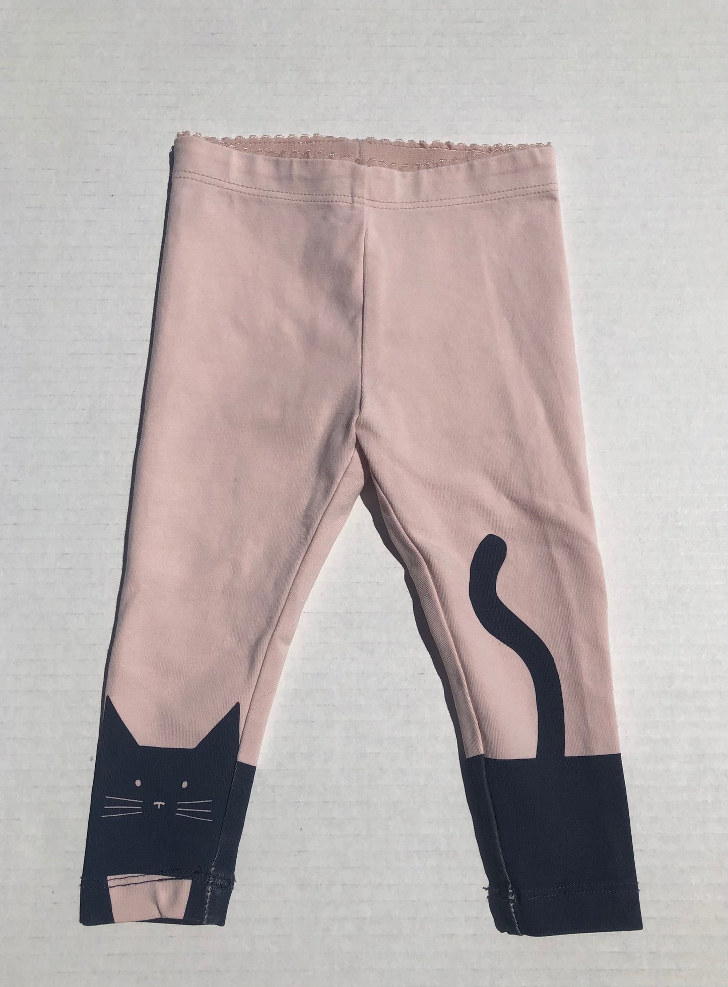 Pink  Tea Cat Leggings, 6-9M