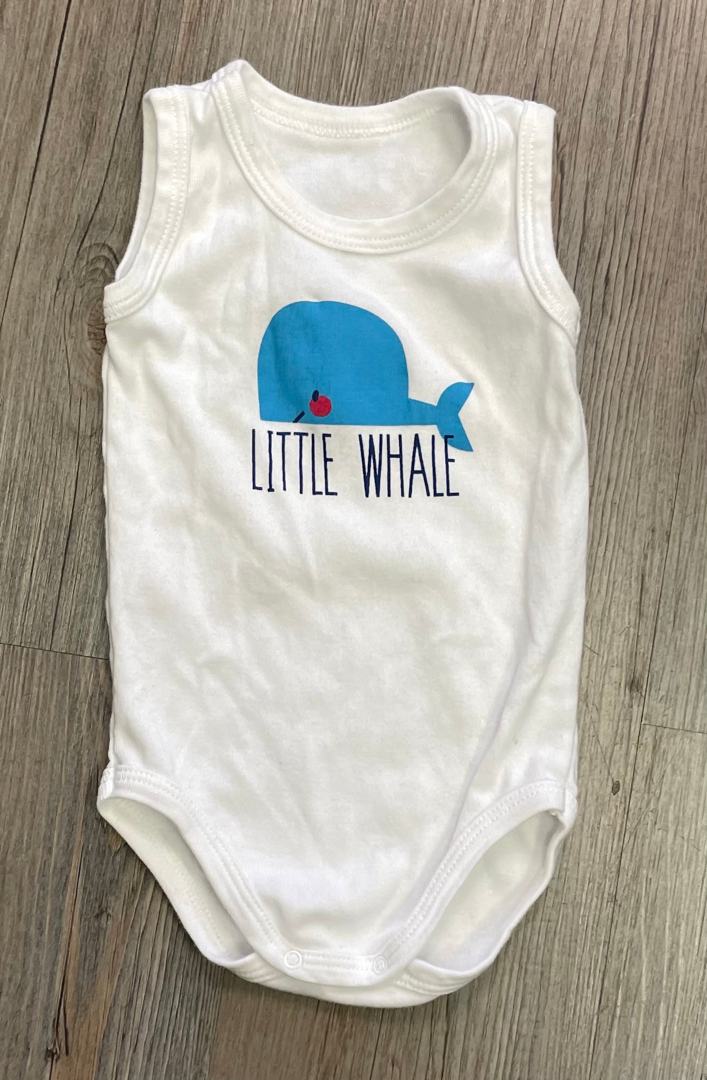 White  Little Whale Baby Onesie, 6-9M