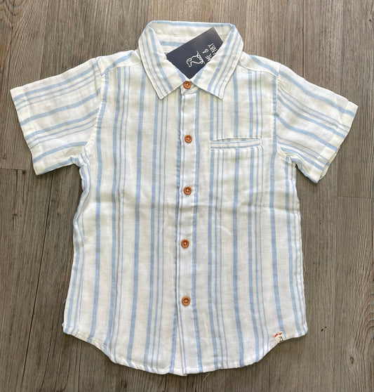 White  Me & Henry SL Linen Shirt, 4-5Y