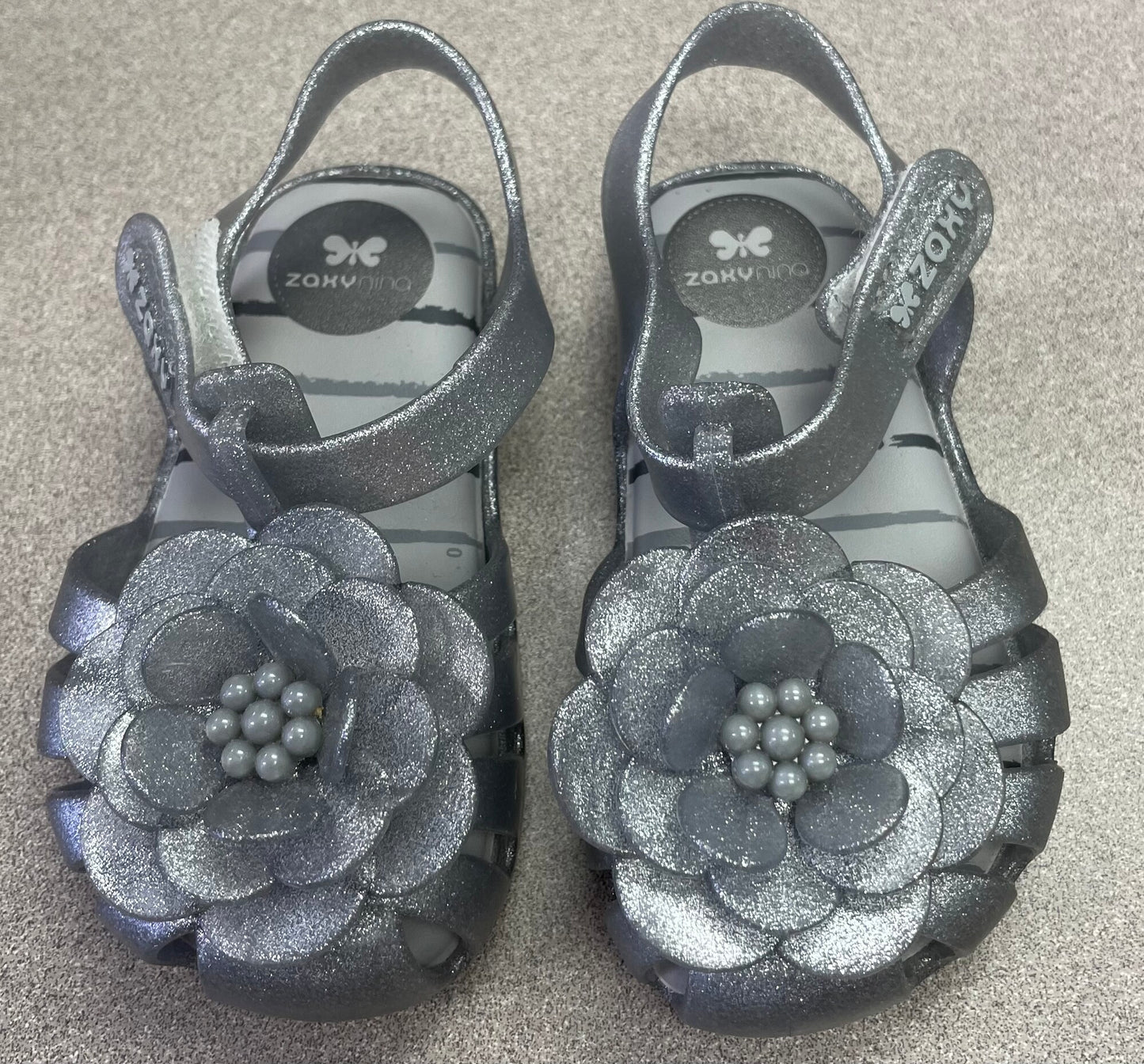 Silver  Zaxy Nina Sandals, 7T
