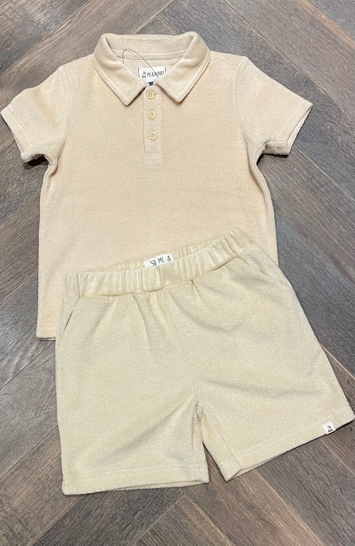 Beige  Me & Henry Terry Set, 5-6Y