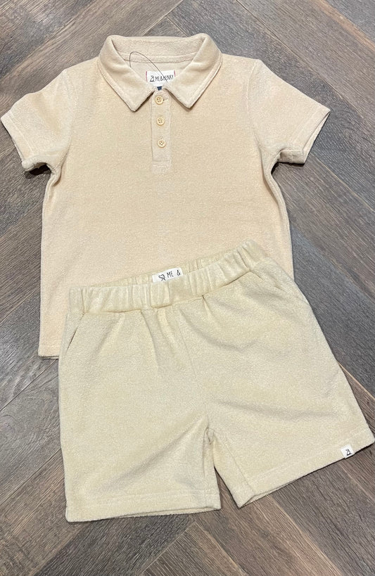 Beige  Me & Henry Terry Set, 5-6Y