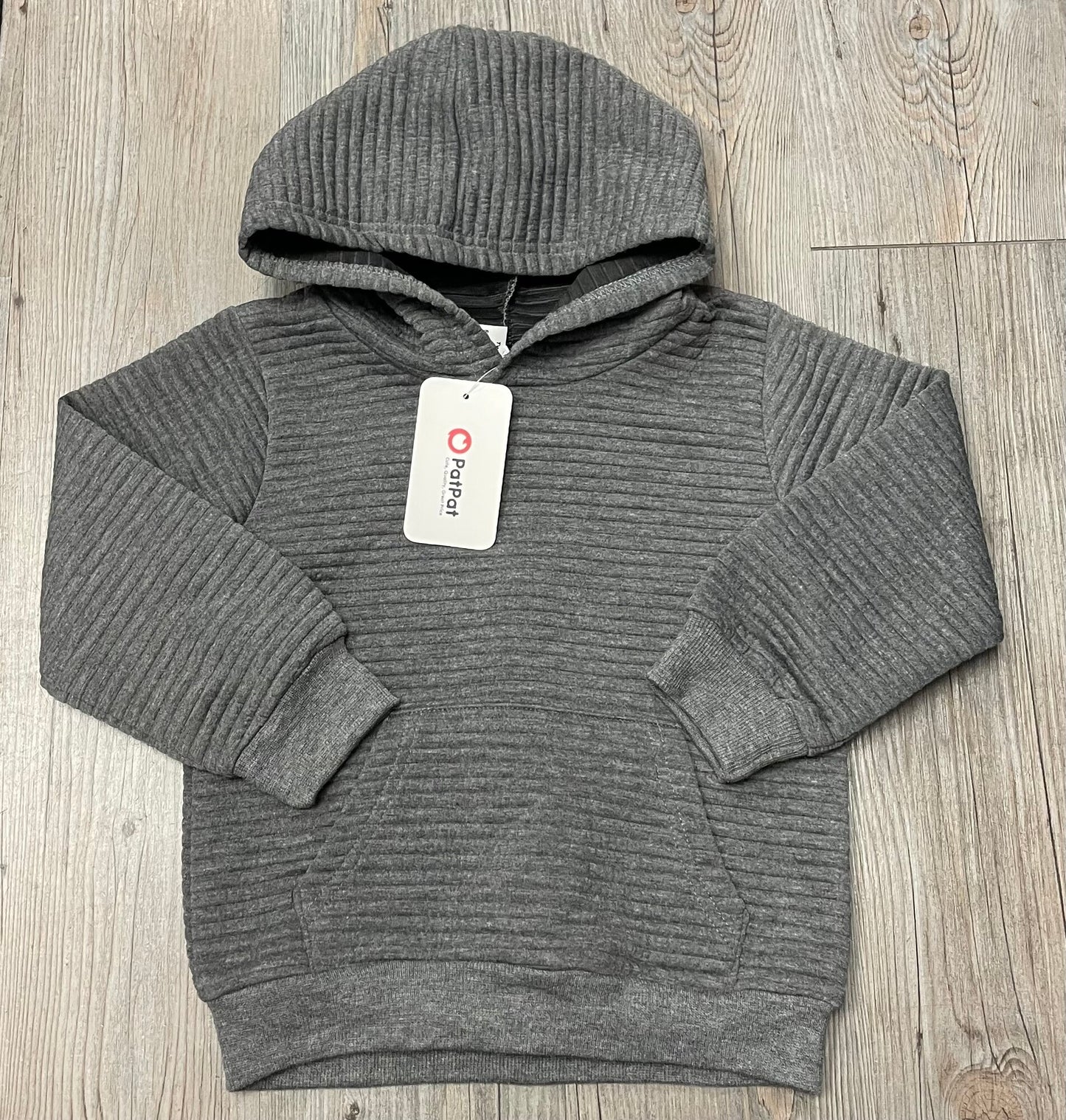 Grey  Pat Pat Pullover Hoodie, 5-6Y
