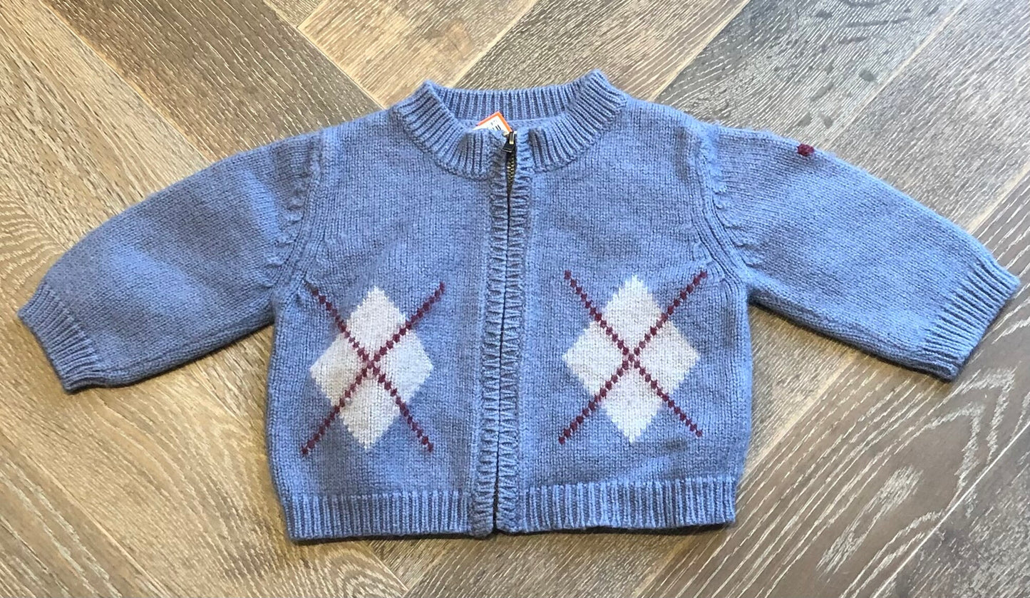 Blue  Jacadi Zip Knit Sweater, 6M