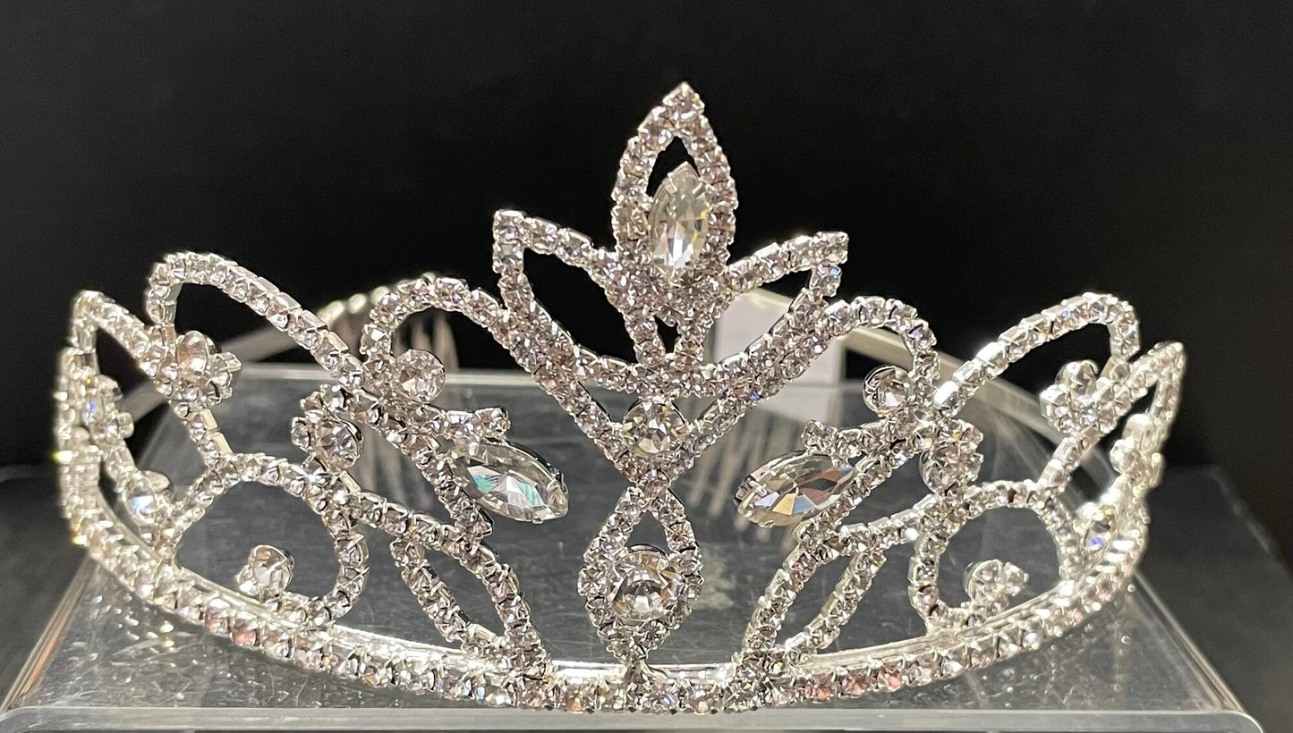 Silver  Tiara - Jeweled Crown #3, Headband