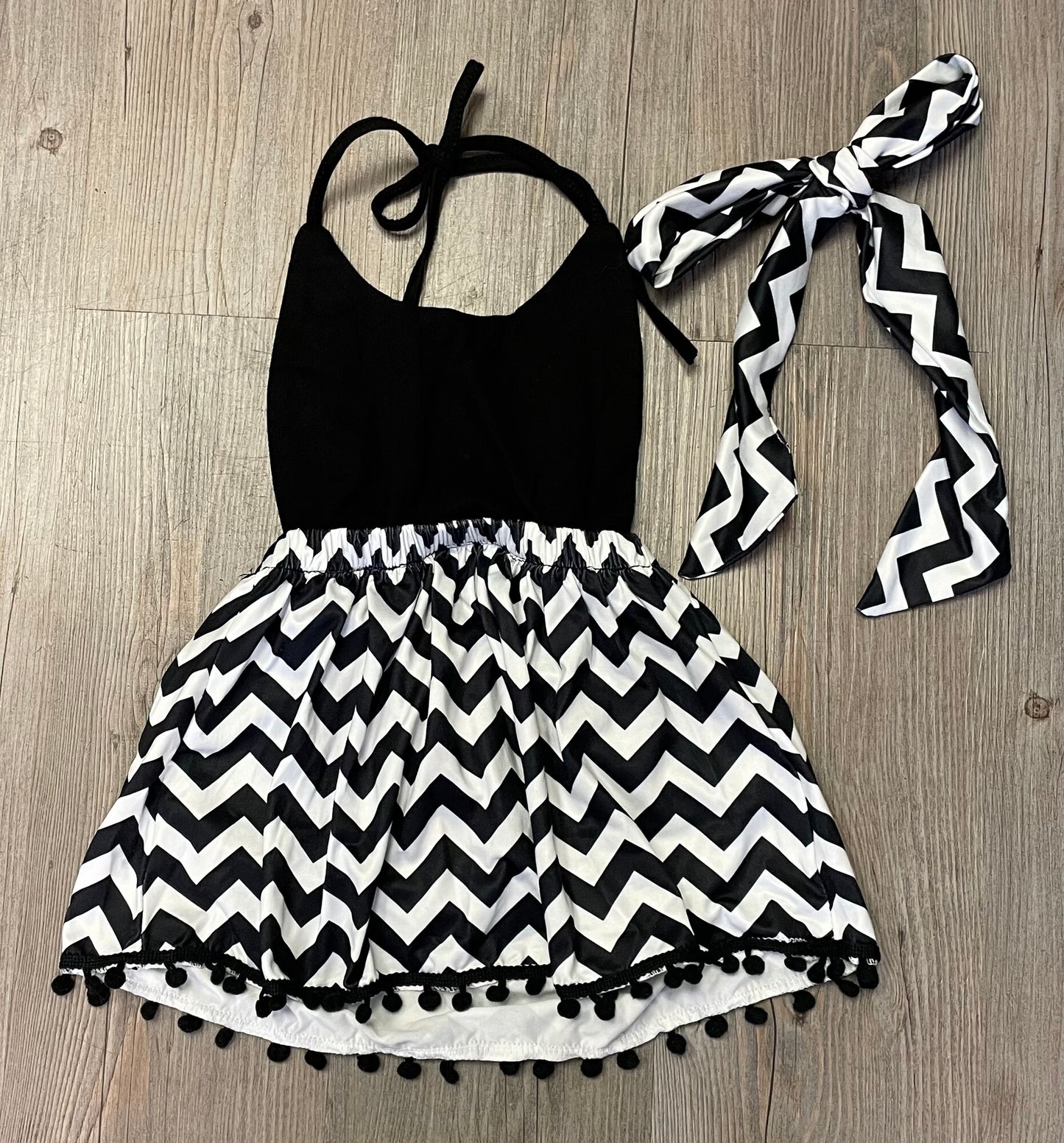 Black/wh  Roychen Backless Dress, 18-24M
